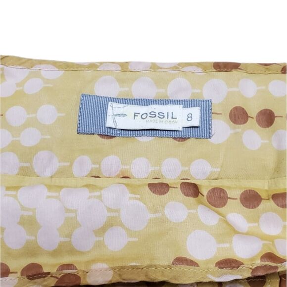 Vintage Y2k Fossil Silk Yellow Dot Printed Retro 70s Inspired Womens Mini Skirt - Picture 4 of 9